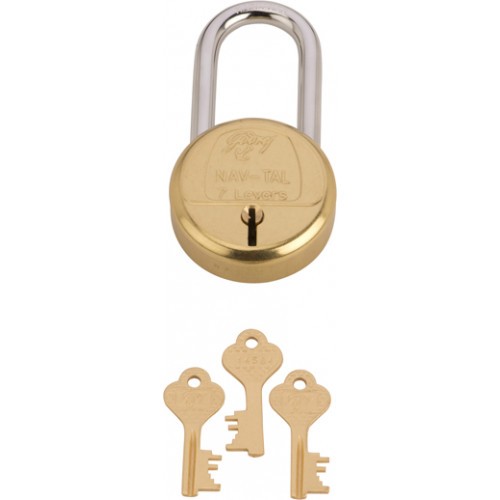 Buy Godrej Padlock Navtal 7 Lever Long 3Key Brass Online India ...