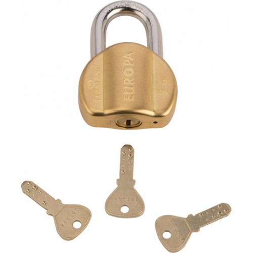 PadLock L358 58MM Blister Pack- 9.5MM 11 Pin Dimple key 3 Keys Gold - Europa