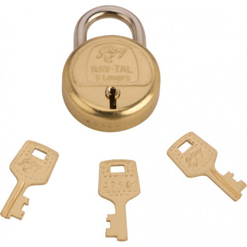 Buy Godrej Padlock Navtal 5 Leaver 3 Key 3277 Brass - Kalanjiam Hardwares