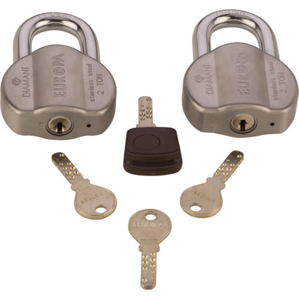 Padlock Double L365 65MM Blister Pack, 11.2MM 14 Pin Dimple Key 3+1 Keys Satin - Europa
