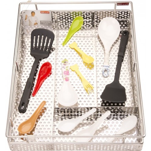 Perforated Cutlery 21x20x4 SS 304 Chrome Finish- Sleek