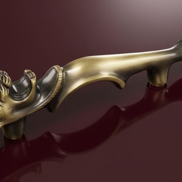 HANDLE BRASS 1023 FANCY ANTQ 10 INCH LION (B7015)