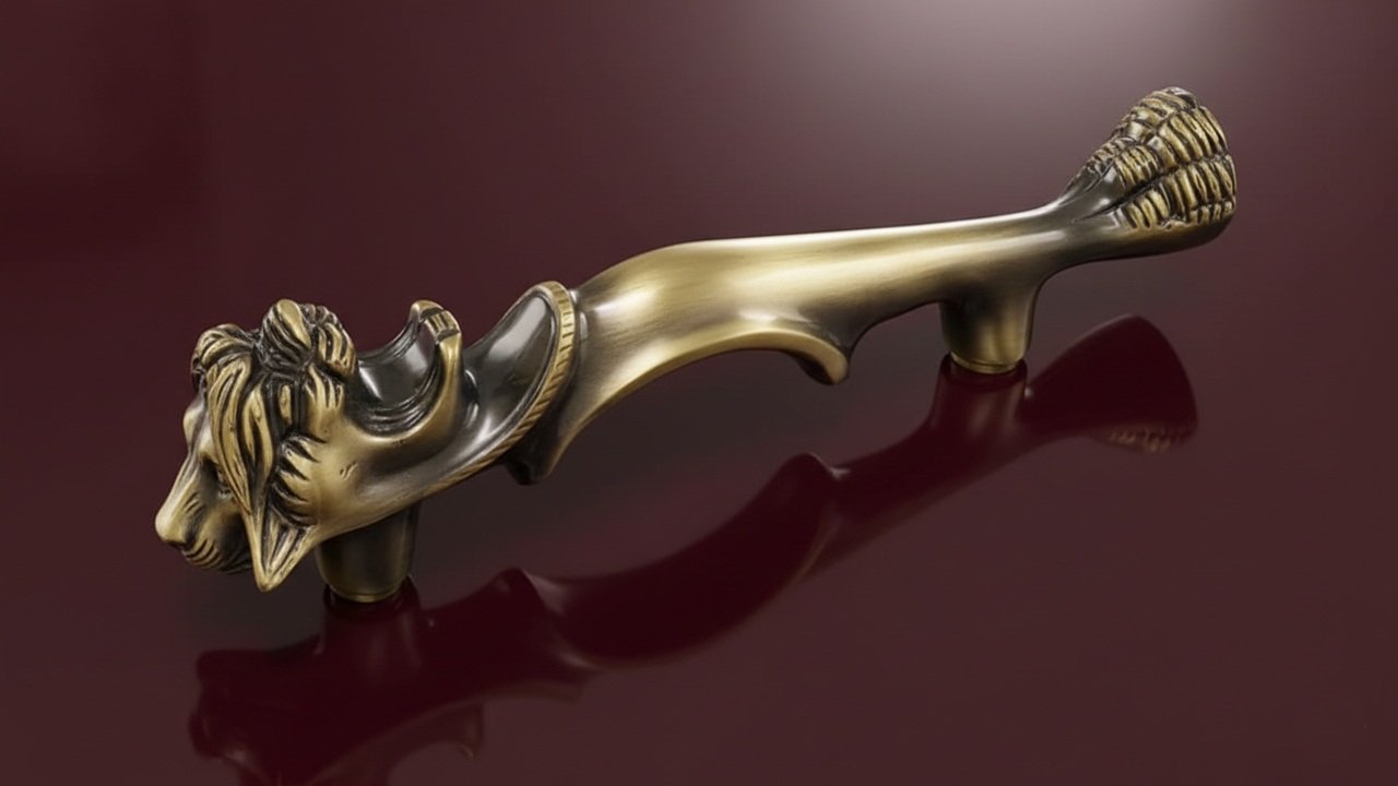 b7015 HANDLE BRASS 1023 FANCY ANTQ 10 INCH LION (B7015) - Image 1